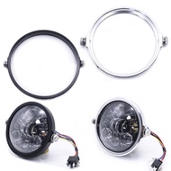 7In 5.75 In  Aluminum Round Headlight Housing Headlamp Trim Ring Mount Bracket For Harley Honda Yama