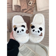 bedroom slippers slippers for women men slippers Soft Cute Panda Furry Cotton Slippers - Home Indoor