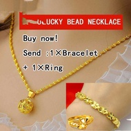 Singapore Ready Stock Original 24K Gold Necklace Female Style Transport Beaded Necklace Mourning Falling Send Bracelet Ring Set Chain Wedding Jewelry Lucky Charm 916 Gold Pendant Chain Jewellery Fashion Jewelry Style Set Birthday Gift for Women