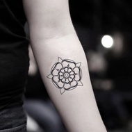 OhMyTat 帝陀玫瑰 Tudor Rose 刺青圖案紋身貼紙 (2 張)