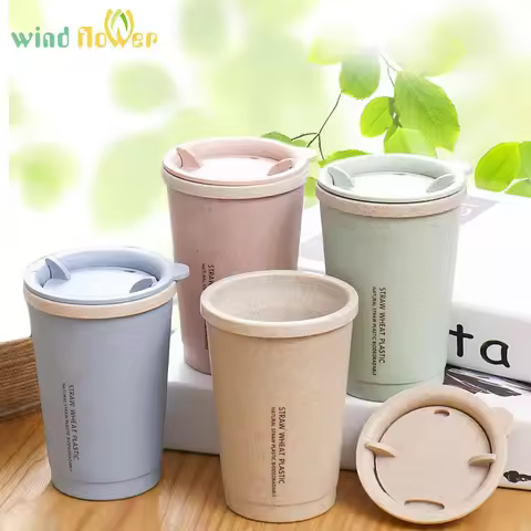 Wind Flower Portable Eco-Friendly Healthy Wheat Straw Leak-Proof 280ml Water Bottle For Hiking Outdo