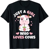 Children's Clothing Just A Children's T-Shirt Girl Who Loves Cows Cute Strawberry Cow Cowgirl Print 