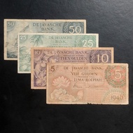 Uang Kuno Set Seri Federal I 5 - 50 Gulden Tahun 1946. 10 Gulden Ungu