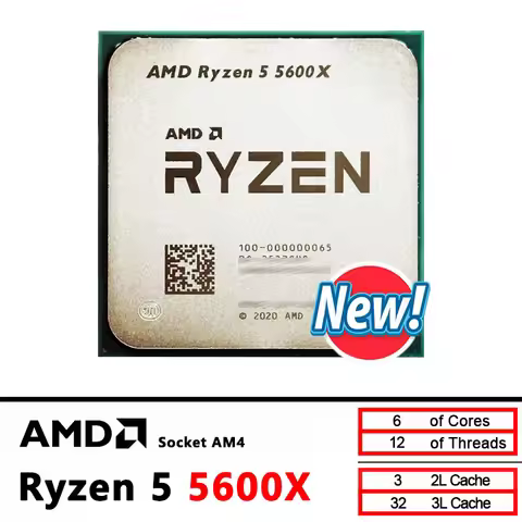 AMD Ryzen 5 5600X R5 5600X 3.7 GHz Used Six-Core Twelve-Thread CPU 7NM 65W L3=32M 100-000000065 Sock