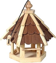 dobar 90638e Wooden Bird House (Pine) for Garden, Balcony, with Dark Wooden Shingles, Cord for Hangi