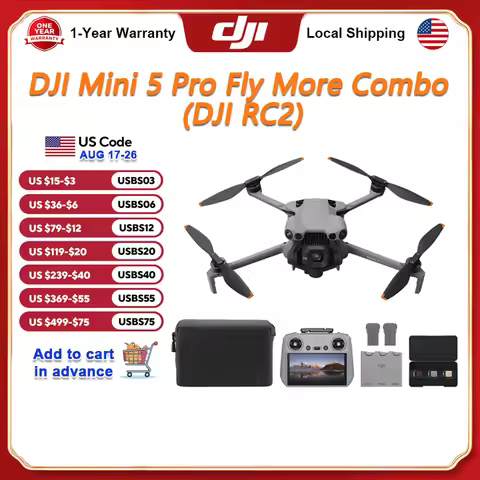 DJI Mini 5 Pro Fly More Combo DJI RC 2 Drones with 1-Inch CMOS 4K Camera Drone Mini 5 Pro for Beginn