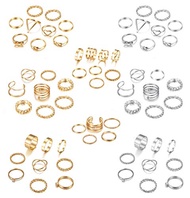 LOYALLOOK 65PCS Bohemian Knuckle Ring Midi Ring Set Hollow Silver Gold Vintage Stackable Rings Fashi