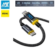 AOHI AOC-L010 140W USB C to USB C Cable with Display, Magline USB C Cable Nylon 4ft Type C Fast Char