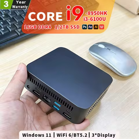 Mini PC Windows 11 Pro Core i9 8950HK/i3-6100 16GB DDR4 1TB SSD PC Gamer Computer Dual WIFI 6 BT5.2 