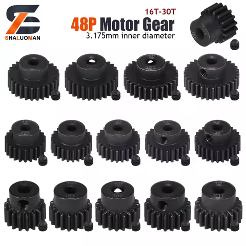 48p 3.175mm 16t 18t 19t 20t 21t 22t 26t 30t Black Steel Metal Pinion Motor Gear For 1/10 Axial Scx10