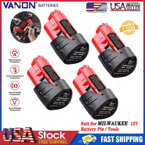 VANON 1/2/4Pcs 3.5Ah M12 Replace for Milwaukee 12V Battery Pin Li-on Compatible with Milwaukee 12V T
