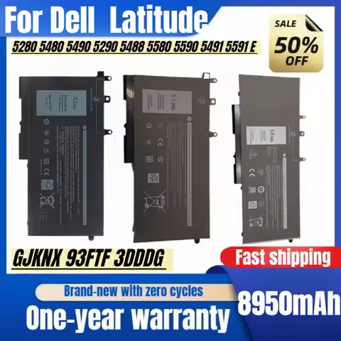 GJKNX 93FTF 3DDDG for Dell Latitude 5280 5480 5490 5290 5488 5580 5590 5491 5591 E Laptop Battery Re