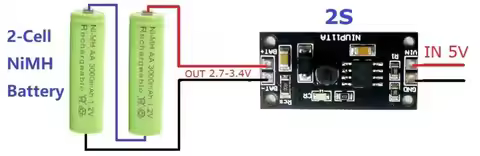 NIUP11TA 2-Cell Input 5V Battery Charger Compatible with NiMH And NiCd Rechargeable Batteries DC 1.2