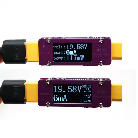 XT60 4-30V 64A Power Meter DC Bidirectional Current Voltage FOR Aircraft Model RC Battery Tester 12V