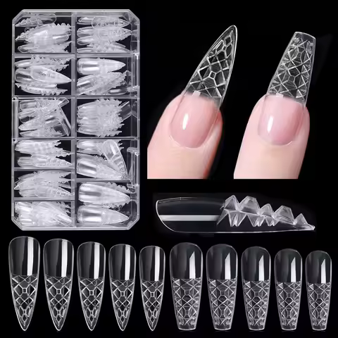 120Pcs Stiletto Nail Tips Glaze False Nails for Extensions Colored Glaze Gel Glass Mosaic Nail Art D