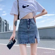 💕FLASH SALE💟2023Summer New High-WaistAWord Slim and Sexy Split Skirt Sheath Denim Skirt Pantskirt Women's Skirt