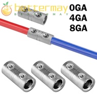 BETTER-MAYSHOW Car Speaker Wire Terminal, 0GA 4GA 8GA Brass Car Audio Connector, Silver Wire Reducer
