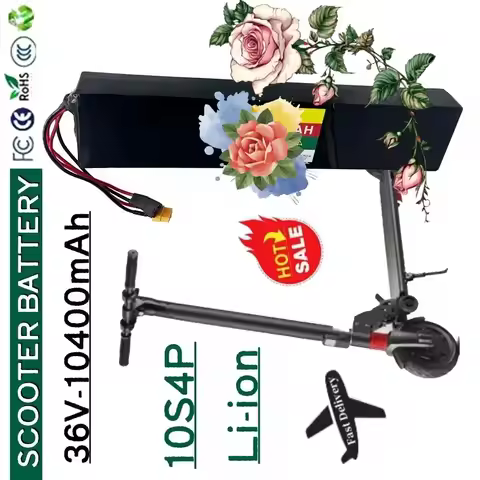 10S4P 36V 10400mAh High-Capacity Rechargeable Lithium Battery Pack for Electric Scooter Electric Bat