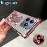 Jingsanc For Realme C63/Realme C65s Phone Case Clear Four Corner Anti-fall Flah Glitter Paper Bear S