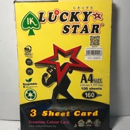 【1PACK=100SHEET ! ! !】LUCKY STAR A4 SIZE 3 SHEET CARD 160GSM 100S（LIGHT COLOUR / DARK COLOUR / CYBER