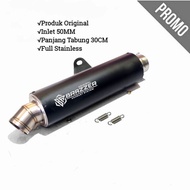 silencer racing Original BRAZZER EXHAUST Type Balck Long Inlet 50 mm knalpot motor racing universal 