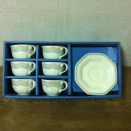 WH5699【四十八號老倉庫】全新 早期 日本製 NORITAKE 普普風 線條 咖啡杯 200cc 1杯1盤價