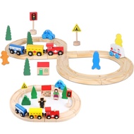 Wooden Train Tracks Toys for Toddler Magnetic Train with Wooden Tracks Fits for  Wooden Rail Set Tra