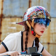 Motorcycle Helmet Retro Half Helmet Helmet Open Type Scoop Helmet Motorcycle Prince Helmet Men Women