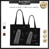 Thick TRAVEL Tower printed tote bag