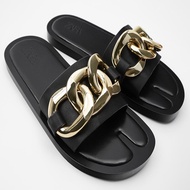 HM9 Zara Flats with Chain Detail - Stylish Women's Summer Sandals