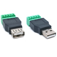 USB Type A Male Female to 5 Pin Screw 5P terminal Connector 2.0 Plug Adapter Converter DIY 4 Socket 