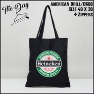 Tote Bag Heineken Pilsener Resleting | TAS TOTE BAG HEINEKEN PRIA DAN WANITA TAS JINJING TOTE BAG
