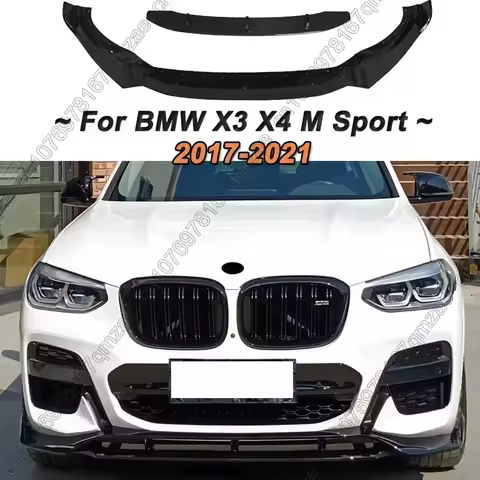 4Pcs Car Front Bumper Splitter Lip Diffuser Spoiler Black For BMW X3 G01 & X4 G02 M40i M40d M-Pack M