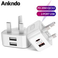 Ankndo PD20W Fast Charger Adapter USB Type C Quick Charger QC3.0 Wall Charger USB Quick Charging Travel Adapter