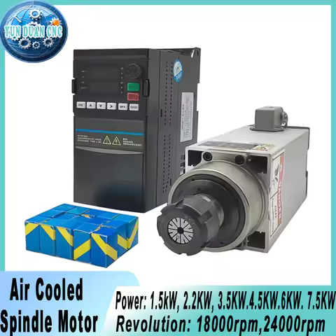 1.5KW 2.2KW 3.5KW CNC Air Cooled Spindle Motor Kit 220V 380V 24000rpm 4 Bearings CNC Router Spindle 