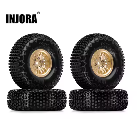 INJORA 1.0 XHX Pin Tires with 1.0 Plus Brass Beadlock Wheels Combo for 1/18 1/24 RC Crawlers