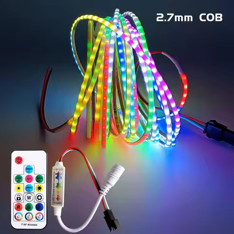 2.7mm COB LED Strip Kit WS2812B Individually Addressable Flexible RGBIC Super Narrow Pixel Light wit