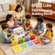 Building Blocks Board Game Blocks Changing Family Games Expression Wooden Puzzle Educadion Cube Toy