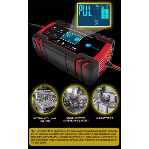 Enhanced Edition Car Battery Charger 12V/8A 24V/4A Compatible Automotive Smart Portable Battery Char