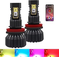RGB LED Fog Light Bulb, Viesyled H11/H8/H9 3020 SMD Multi-color APP Bluetooth Control Super Bright 1