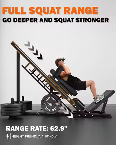 Leg Press Hack Squat Machine with Back Support Cushion, 3 in 1 Adjustable Leg Press Machine with Qua