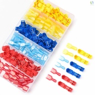 360PCS Nylon Spade Quick Disconnect T-type Crimp Terminal Fully Insulated Male &amp; Female Spade Electrical Crimp Cold-Pressed Terminals Assortment Kit MOTO TOPGT