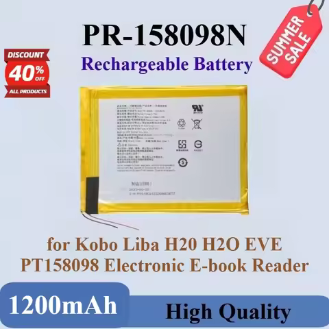 New PR-158098N Rechargeable Battery 3.7V 1200mAh for Kobo Liba H20 H2O EVE PT158098 Electronic E-boo