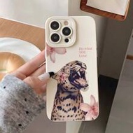 White TPU Fierce Animals Shockproof 1pc Leopard Print Pattern Full Coverage Phone Case Compatible Wi
