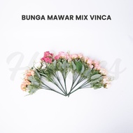 Bunga Mawar Latex Palsu / Bunga Mawar Plastik / Bunga Mawar Mix Vinca