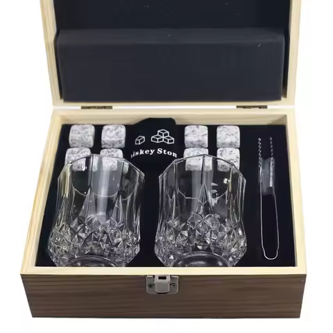 Marble Whisky Stones Gift Set with Wooden Box Ice Stone Cube for Wine Cooler Whisky Cooler 20x20x20m