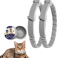 Pack of 2 Cat Collars, Safe, Waterproof and Adjustable Cat Collars, Contains Natural Essential Oils,
