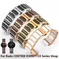 Tali Jam Tangan Untuk Rado CENTRIX R30927722 Siri Keluli Halus Antara Seramik Butterfly Buckle Wanit