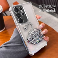 Luxury Swan Diamond Stand Case For Samsung Galaxy S25 Ultra S24 FE S23 Plus S21 S20 A55 A56 A53 Note