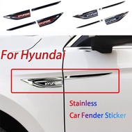 1Set Hyundai Car Fender Stainless Steel Side Label For i10 Kona Getz Accent Elantra Tucson I30 Santa